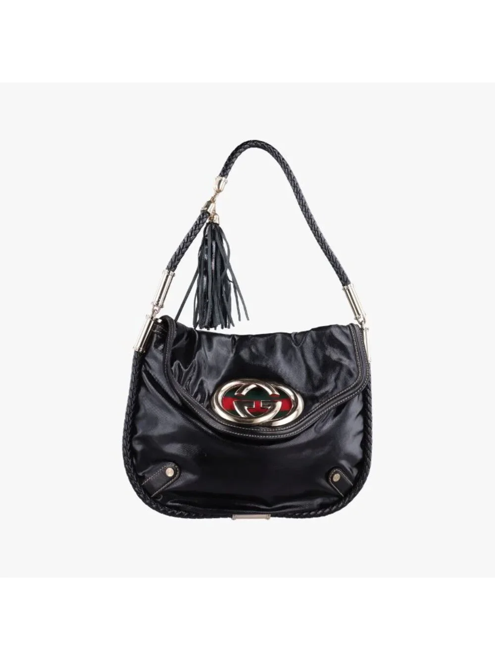 Gucci Dearlux Brit Hobo Black Leather